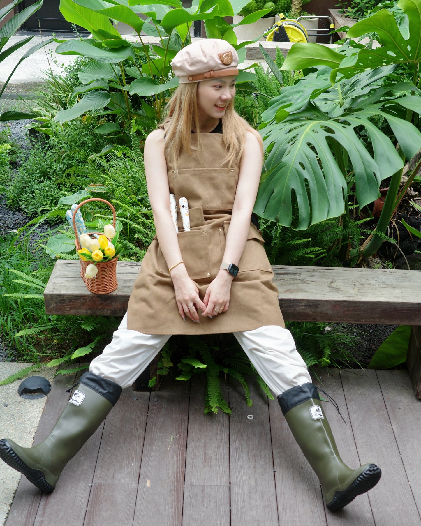 Multi-Pocket Garden Utility Apron - Camel