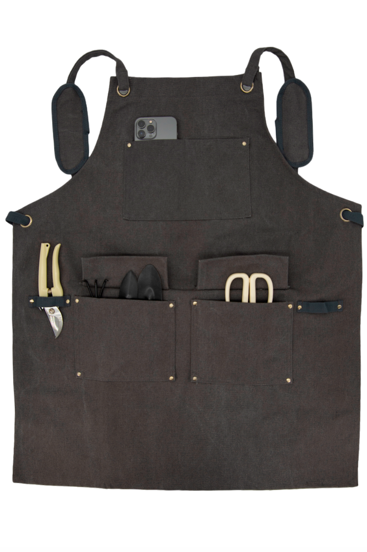 Multi-Pocket Gardening Utility Apron - Grey