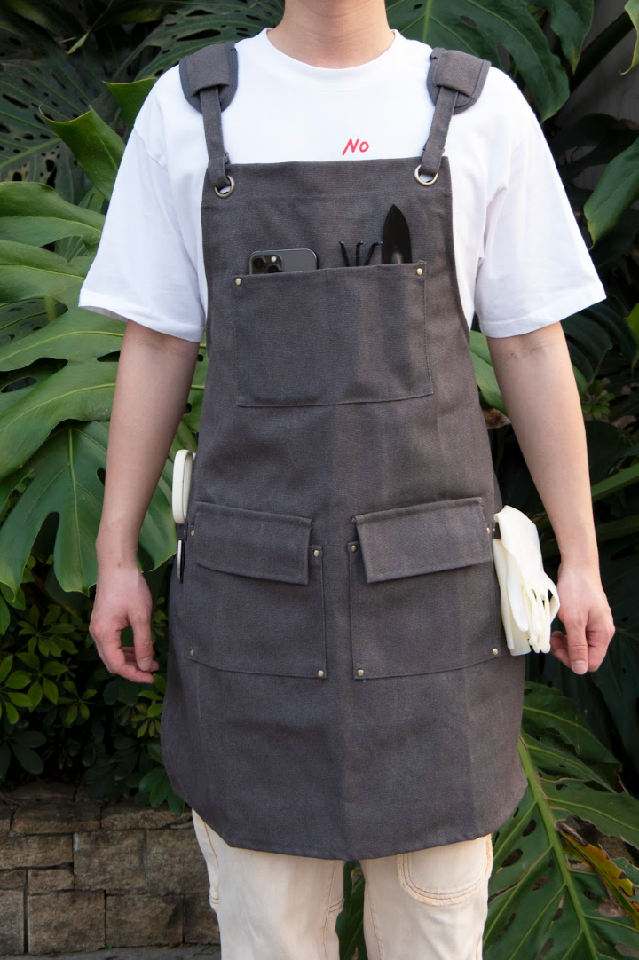 Multi-Pocket Gardening Utility Apron - Grey