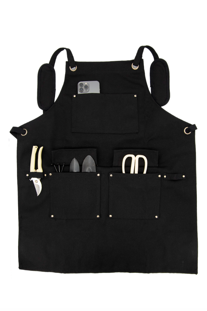 Multi-Pocket Garden Utility Apron - Black