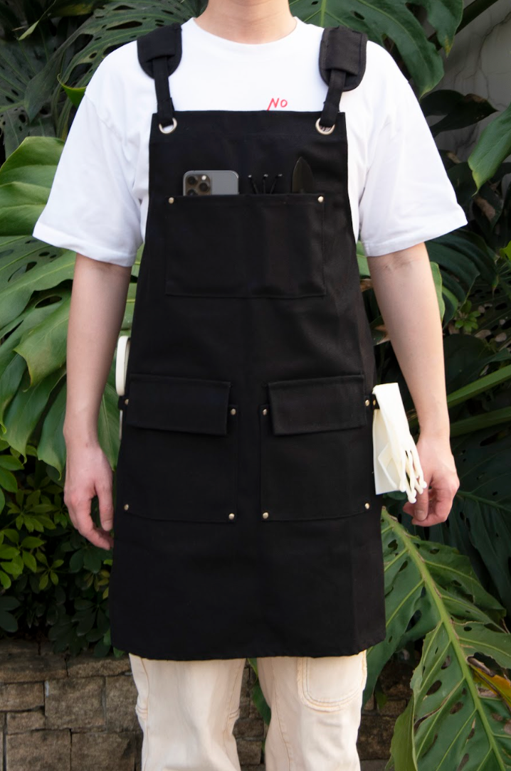 Multi-Pocket Garden Utility Apron - Black