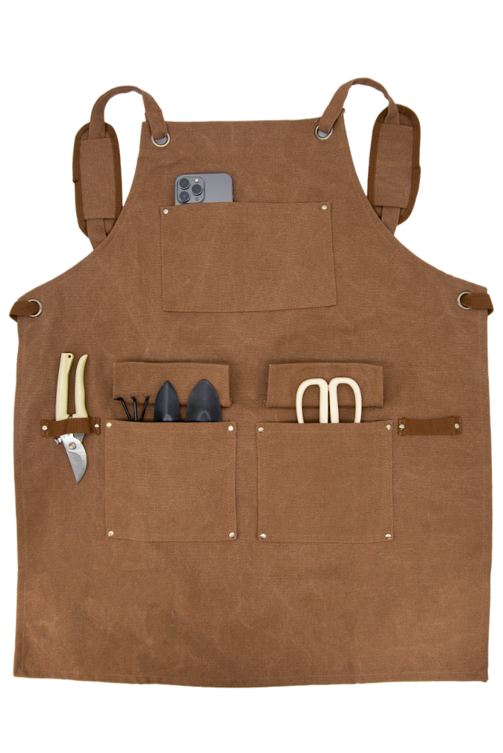 Multi-Pocket Garden Utility Apron - Camel