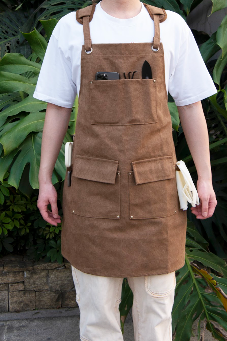 Multi-Pocket Garden Utility Apron - Camel