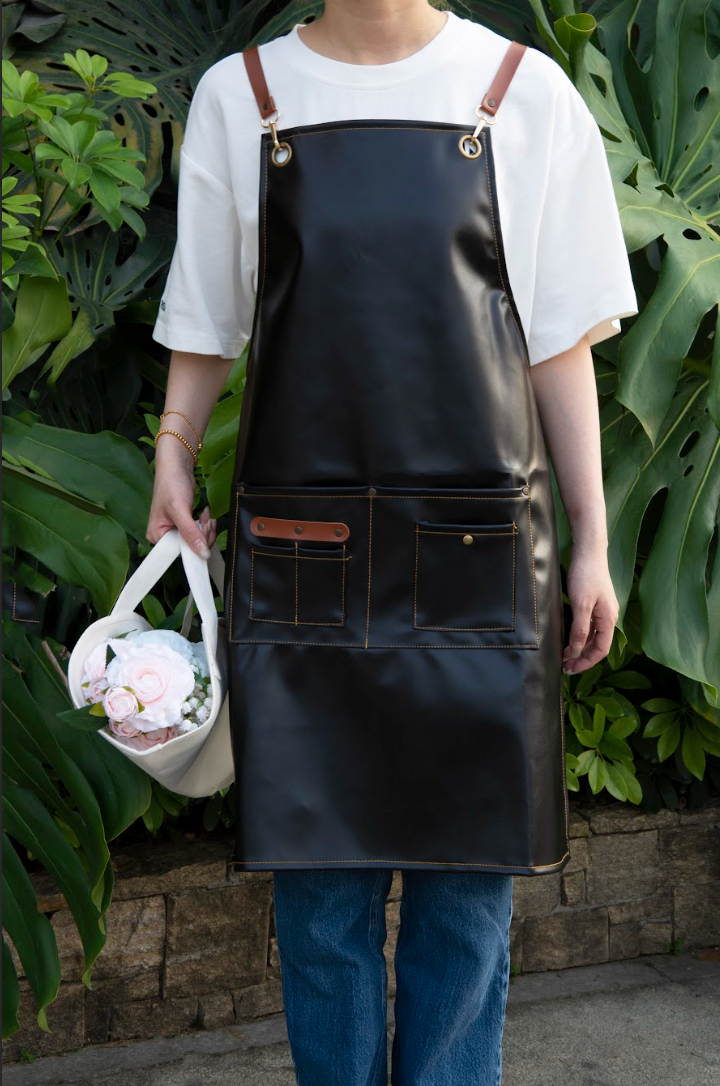 PU Leather Gardening Apron - Black