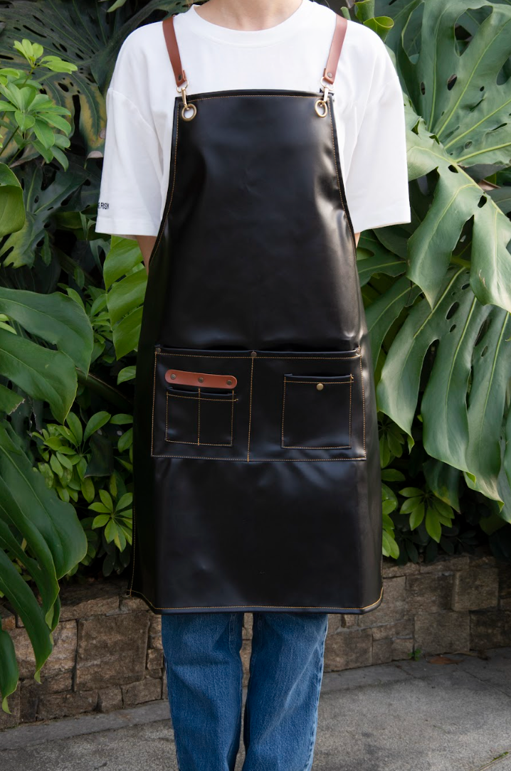 PU Leather Gardening Apron - Black