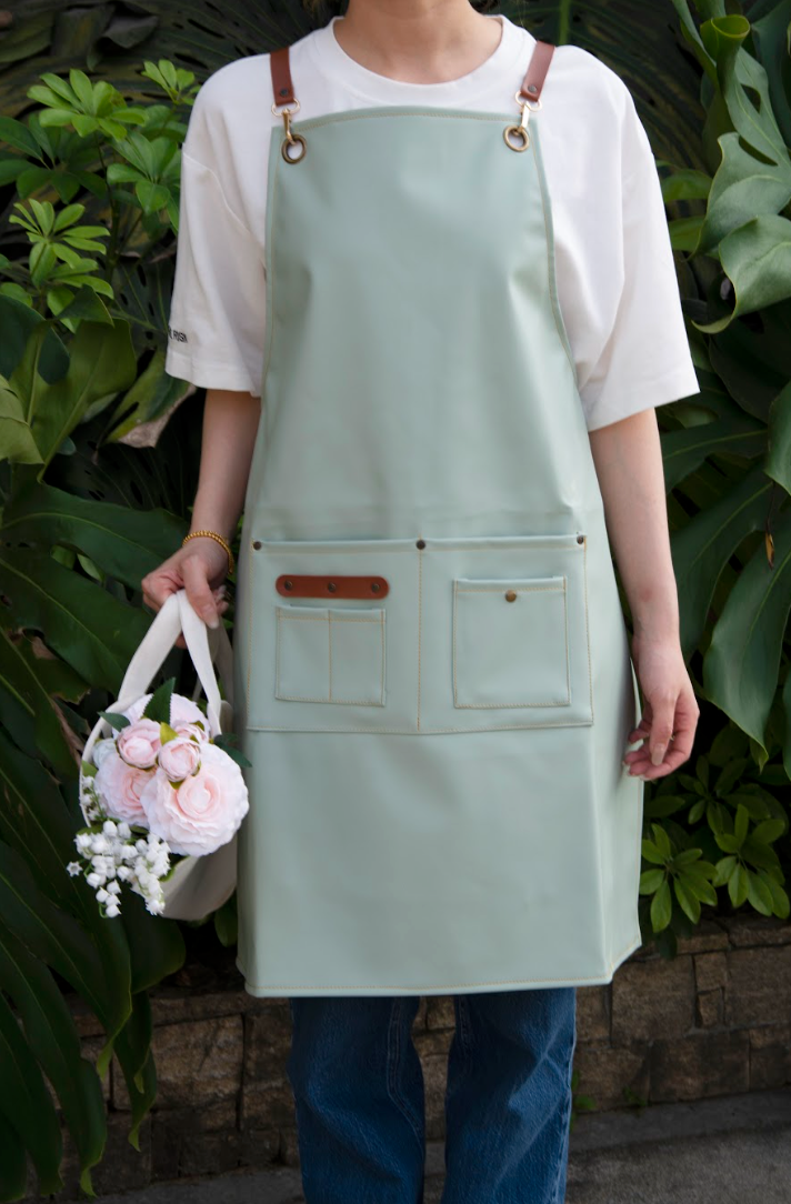 PU Leather Gardening Apron - Green