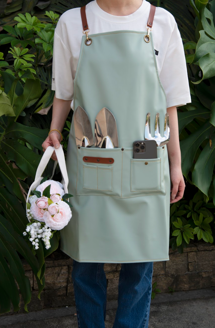 PU Leather Gardening Apron - Green