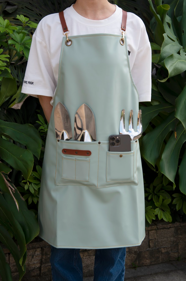 PU Leather Gardening Apron - Green