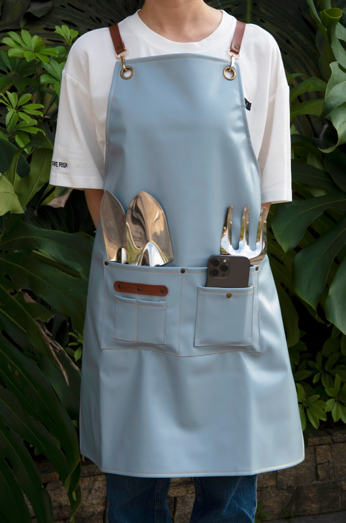 PU Leather Gardening Apron - Blue