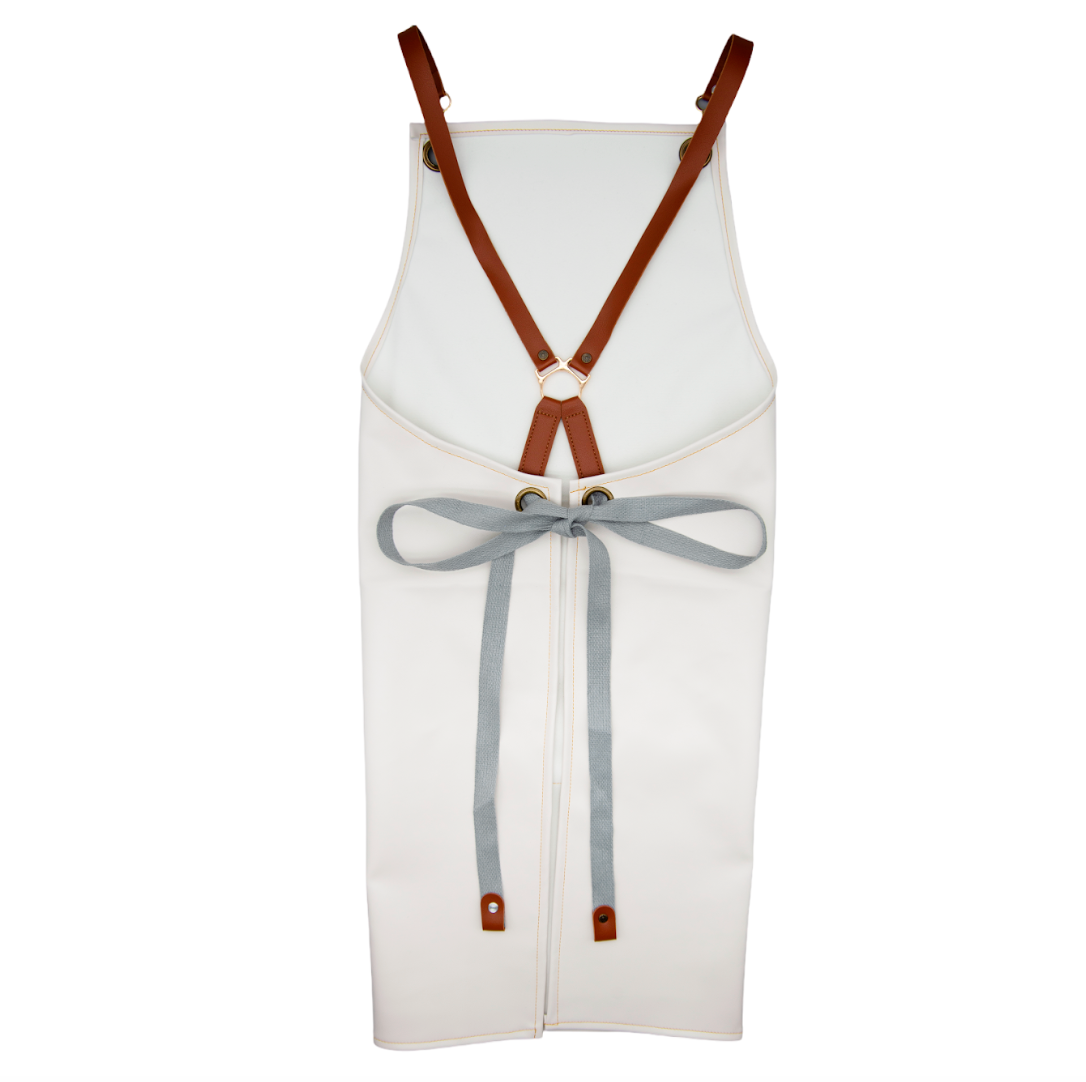 PU Leather Gardening Apron - White