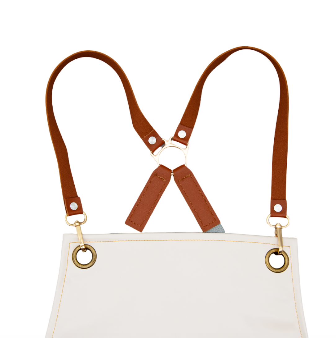 PU Leather Gardening Apron - White