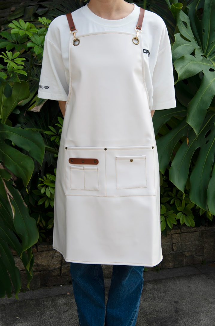 PU Leather Gardening Apron - White