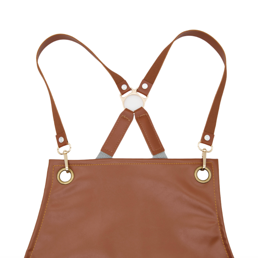PU Leather Gardening Apron - Brown