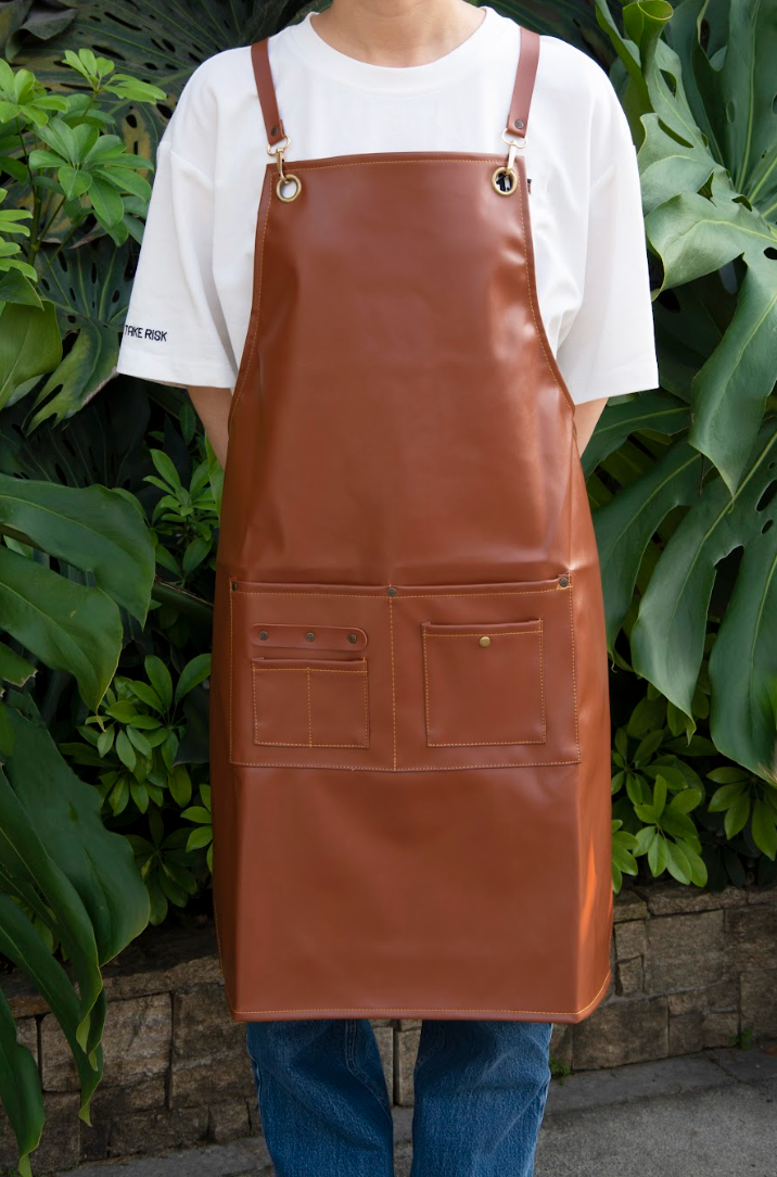 PU Leather Gardening Apron - Brown