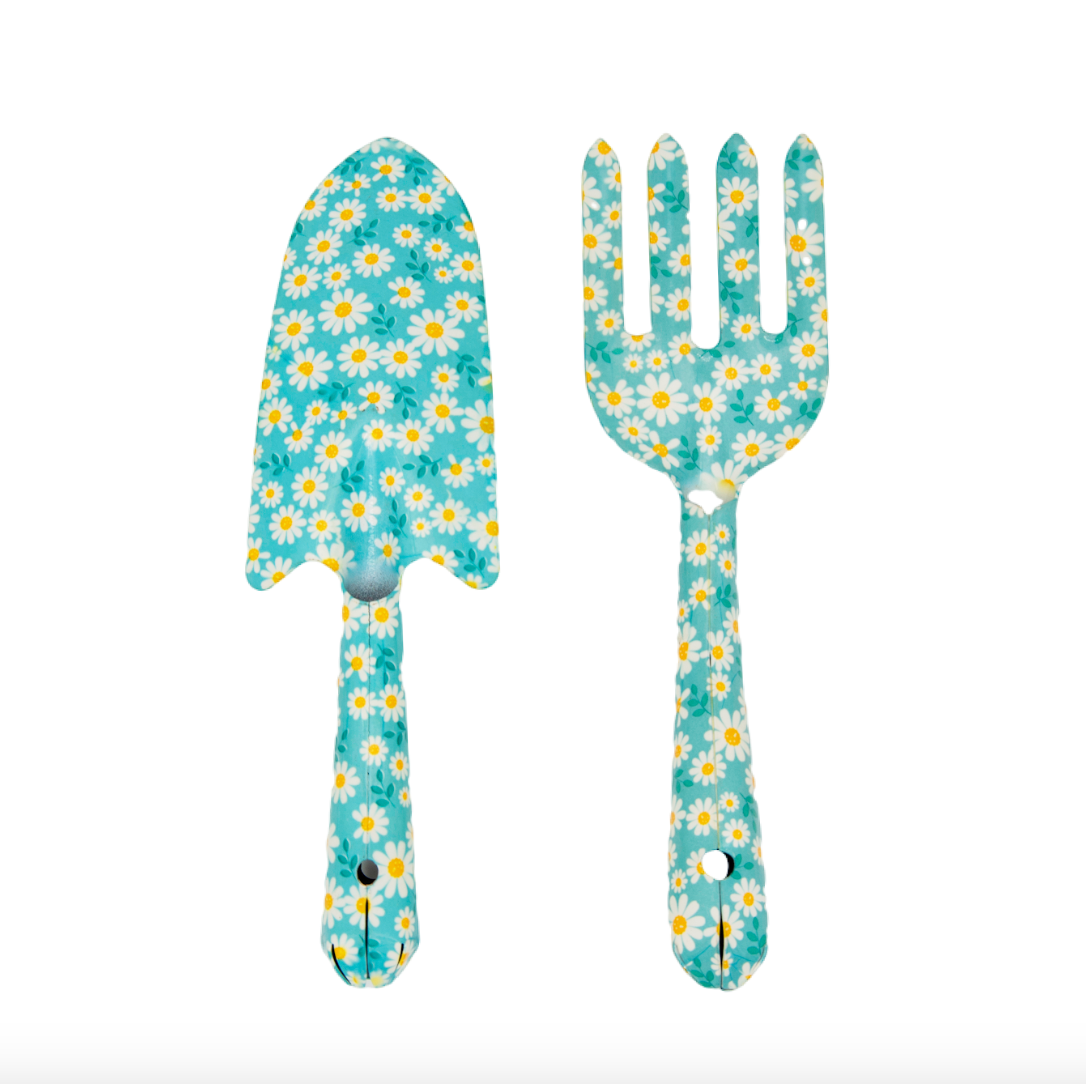 2-Piece Garden Tool Set(Hand Trowel and Hand Fork) - Daisy pattern