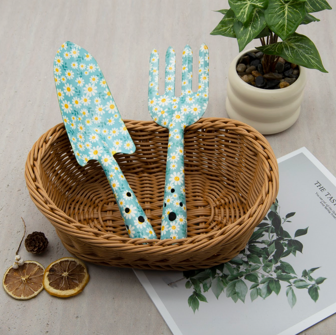 2-Piece Garden Tool Set(Hand Trowel and Hand Fork) - Daisy pattern