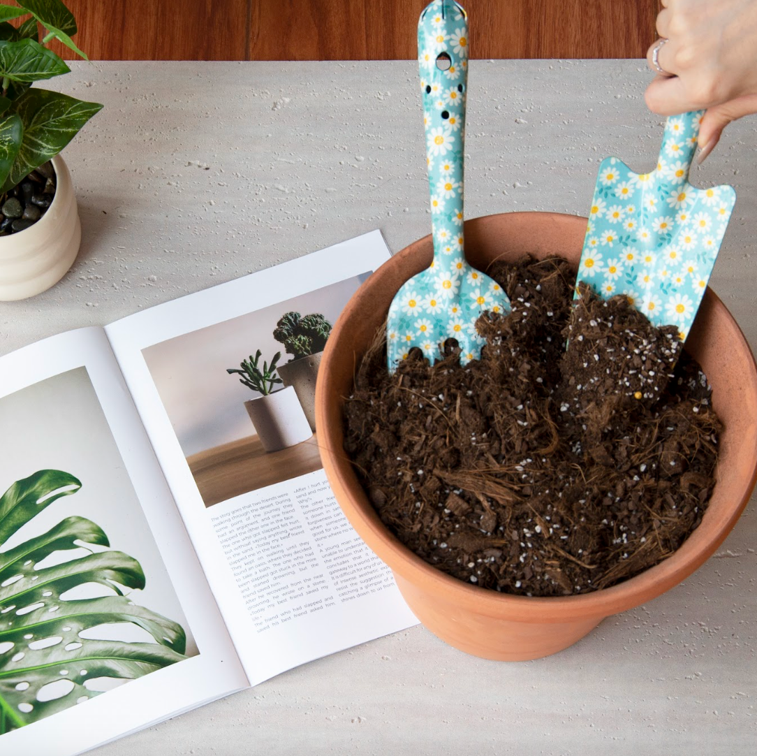 2-Piece Garden Tool Set(Hand Trowel and Hand Fork) - Daisy pattern