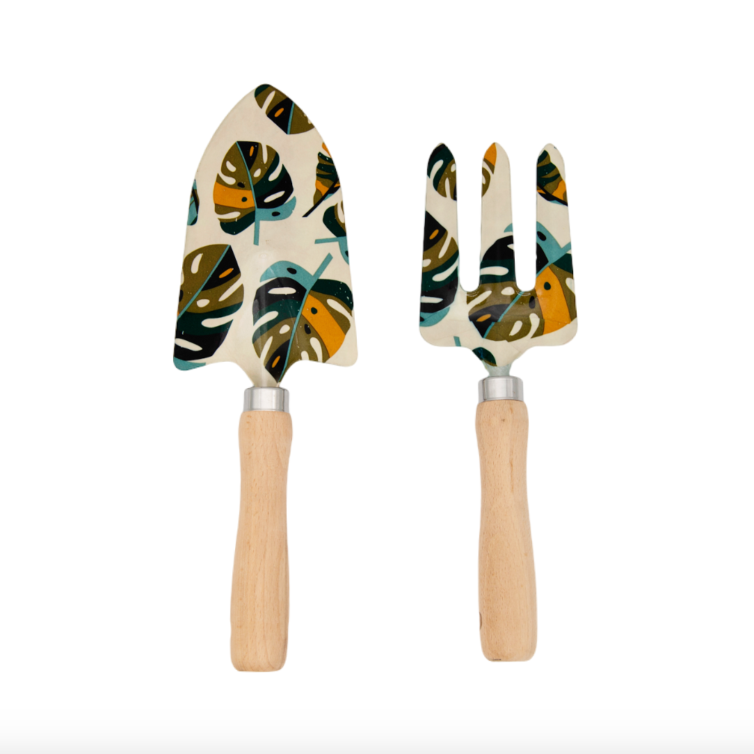 2-Piece Garden Tool Set(Hand Trowel and Hand Fork) - Leaf pattern