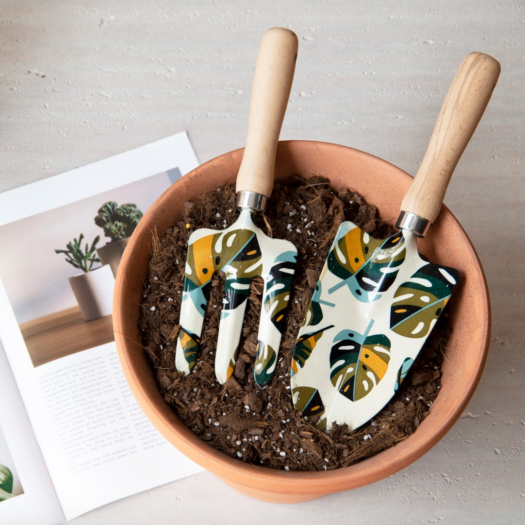 2-Piece Garden Tool Set(Hand Trowel and Hand Fork) - Leaf pattern