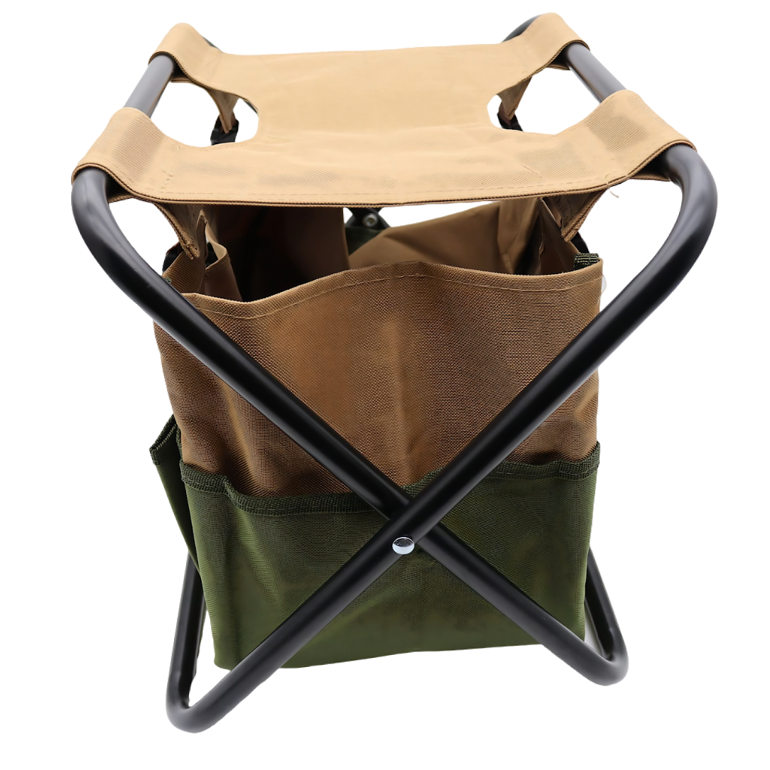 Gardener Folding Seat with Tools, Garden Stool with Detachable Storage Tote Bag