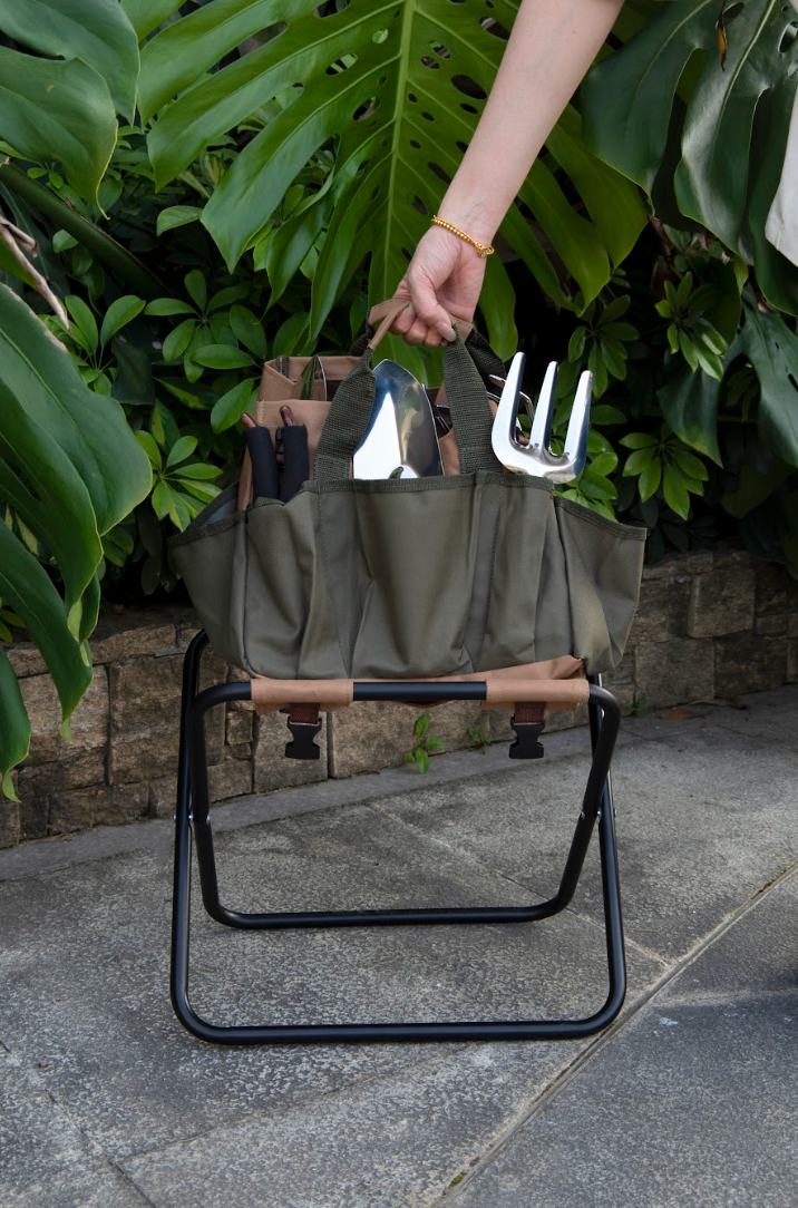 Gardener Folding Seat with Tools, Garden Stool with Detachable Storage Tote Bag