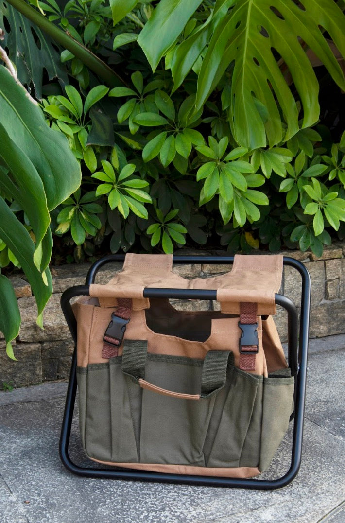 Gardener Folding Seat with Tools, Garden Stool with Detachable Storage Tote Bag