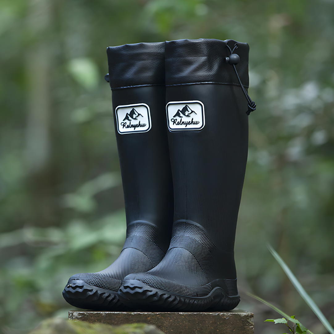 Waterproof Gardening Boots,Tall Waterproof Rain Boot Outdoor Garden Shoes - Black