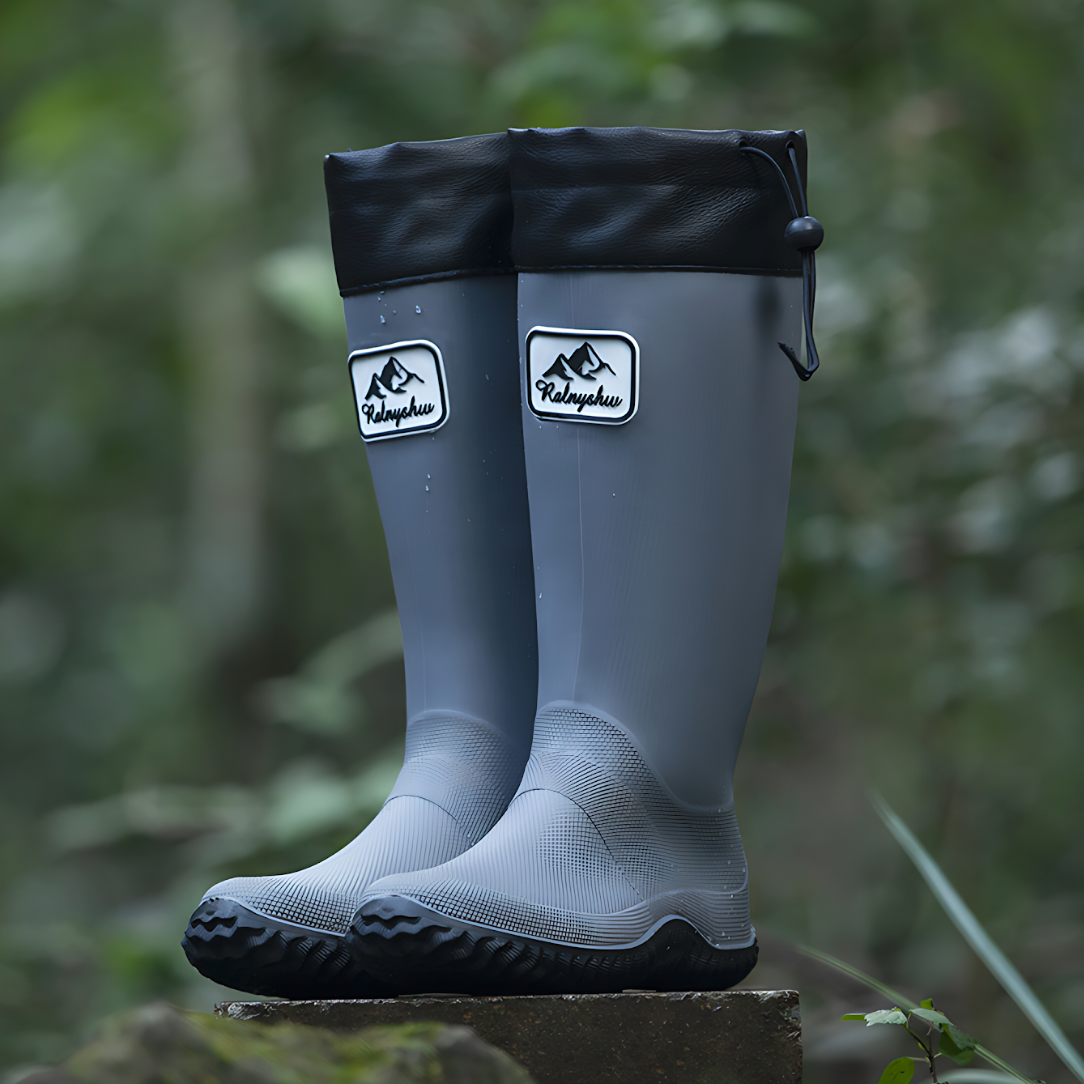 Waterproof Gardening Boots,Tall Waterproof Rain Boot Outdoor Garden Shoes – Grey