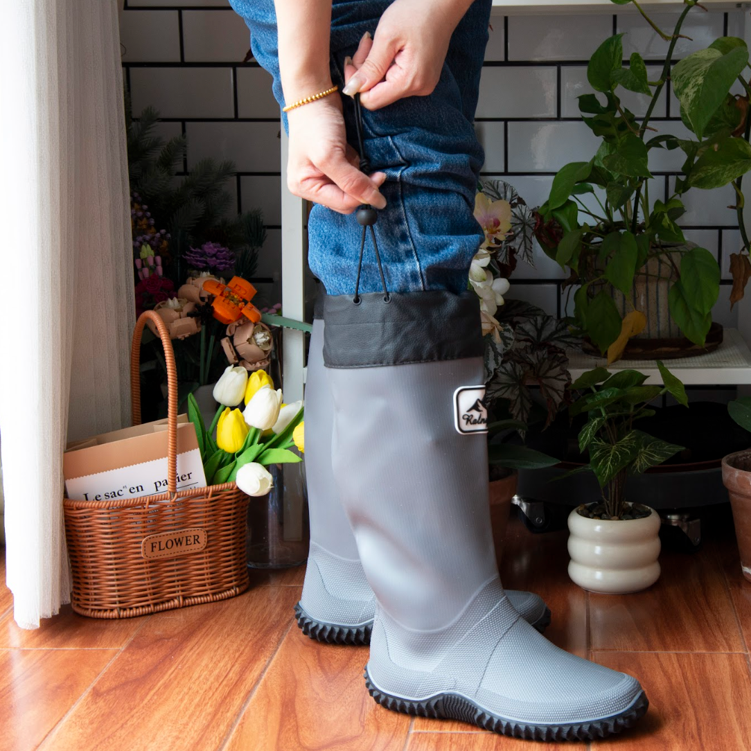 Waterproof Gardening Boots,Tall Waterproof Rain Boot Outdoor Garden Shoes – Grey