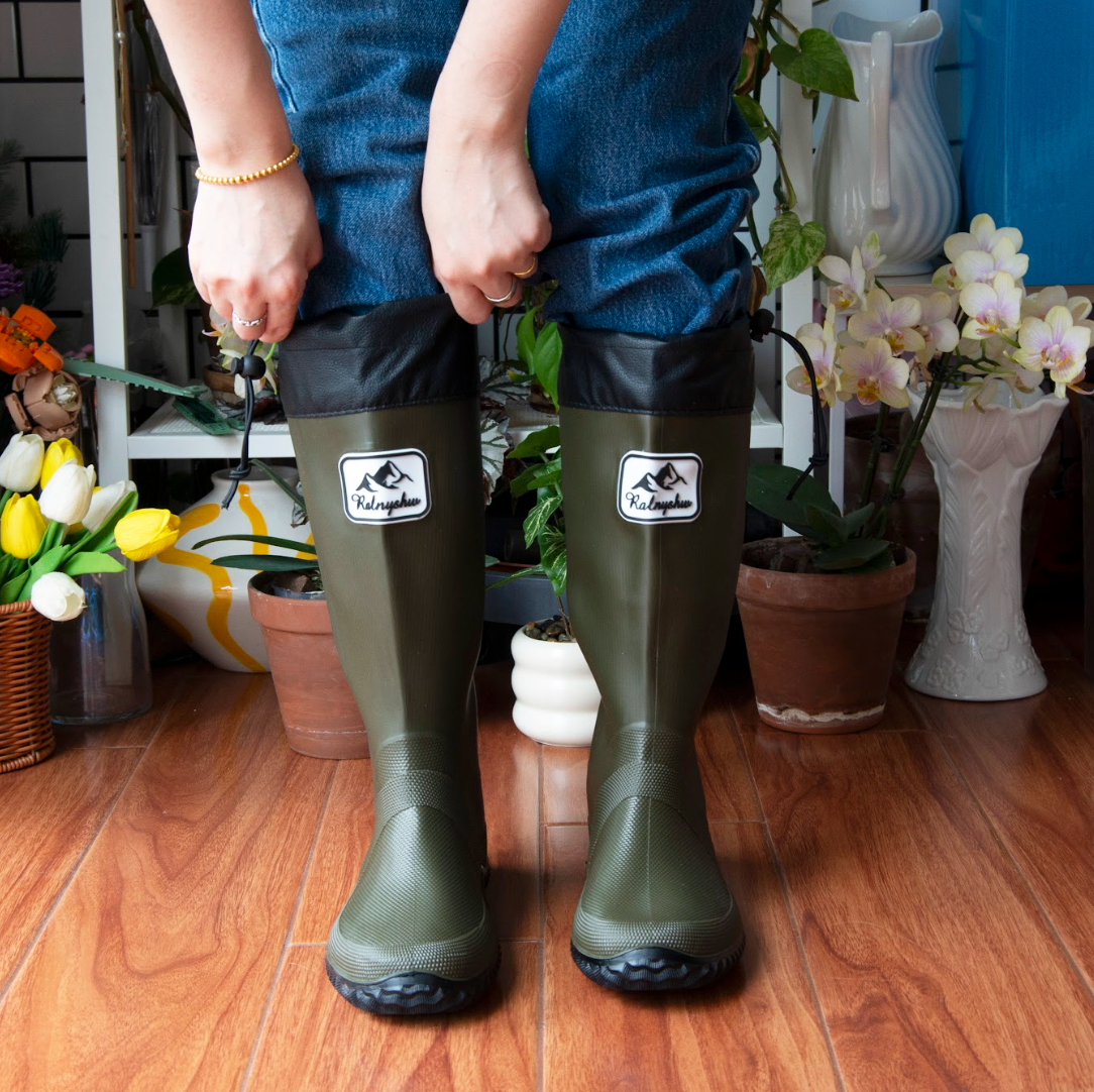 Waterproof Gardening Boots,Tall Waterproof Rain Boot Outdoor Garden Shoes – Green