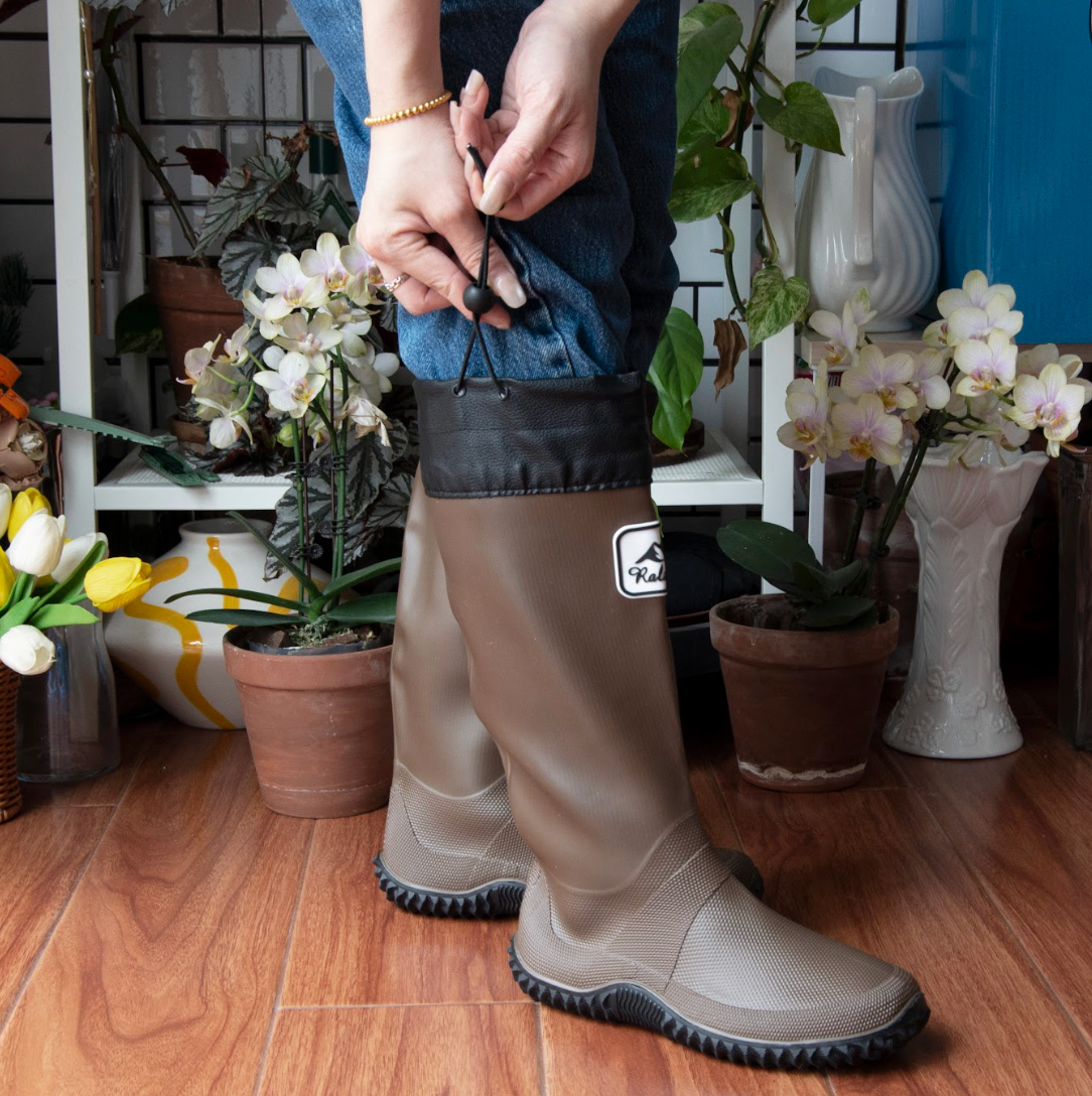 Waterproof Gardening Boots,Tall Waterproof Rain Boot Outdoor Garden Shoes – Brown