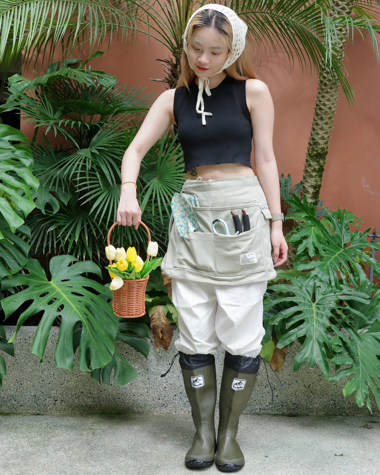 Tool Apron Half Canvas Apron - Beige