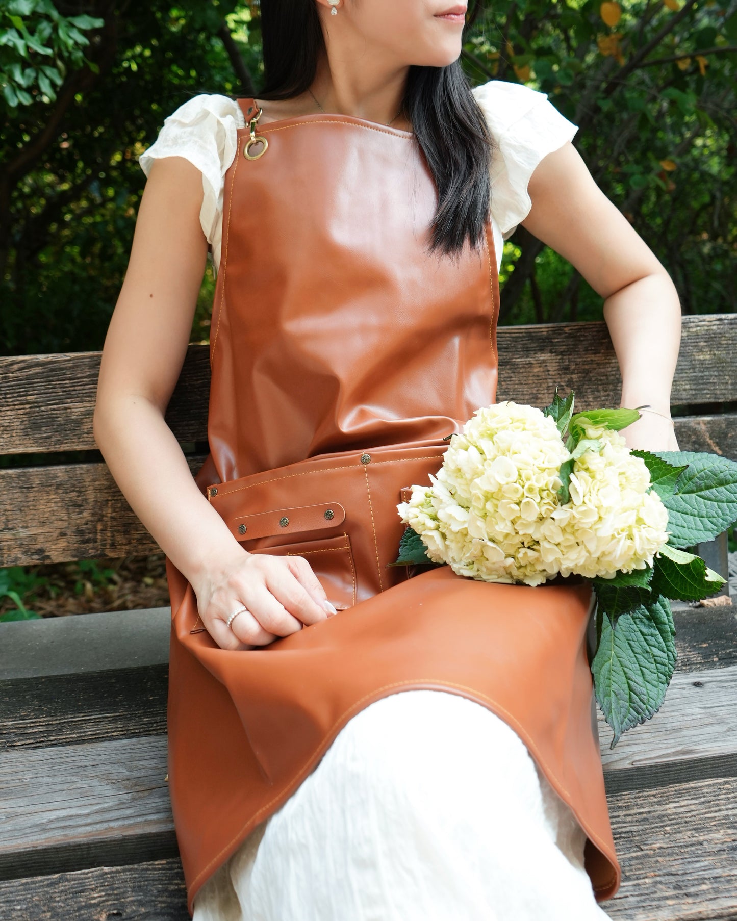 PU Leather Gardening Apron - Brown