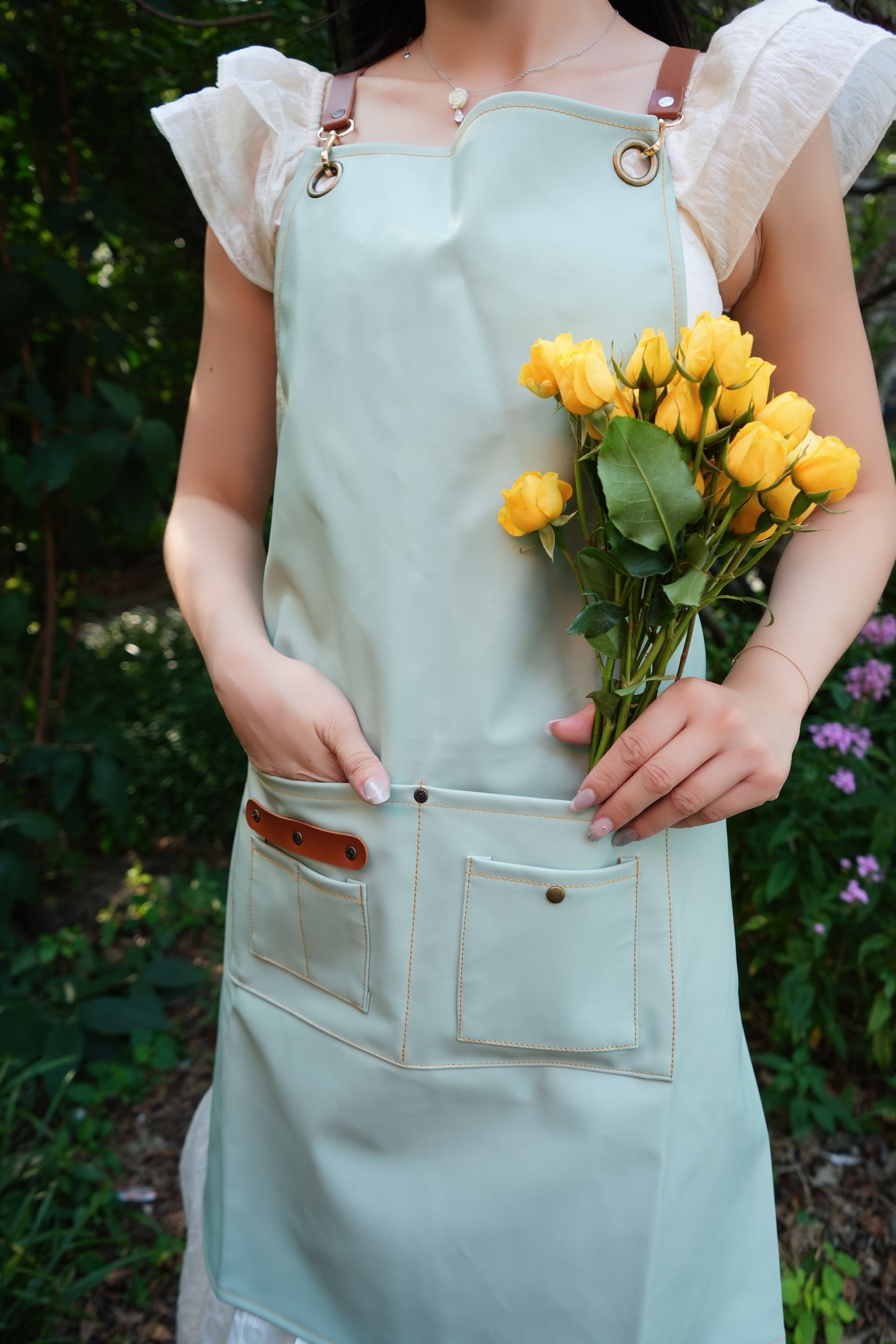 PU Leather Gardening Apron - Green