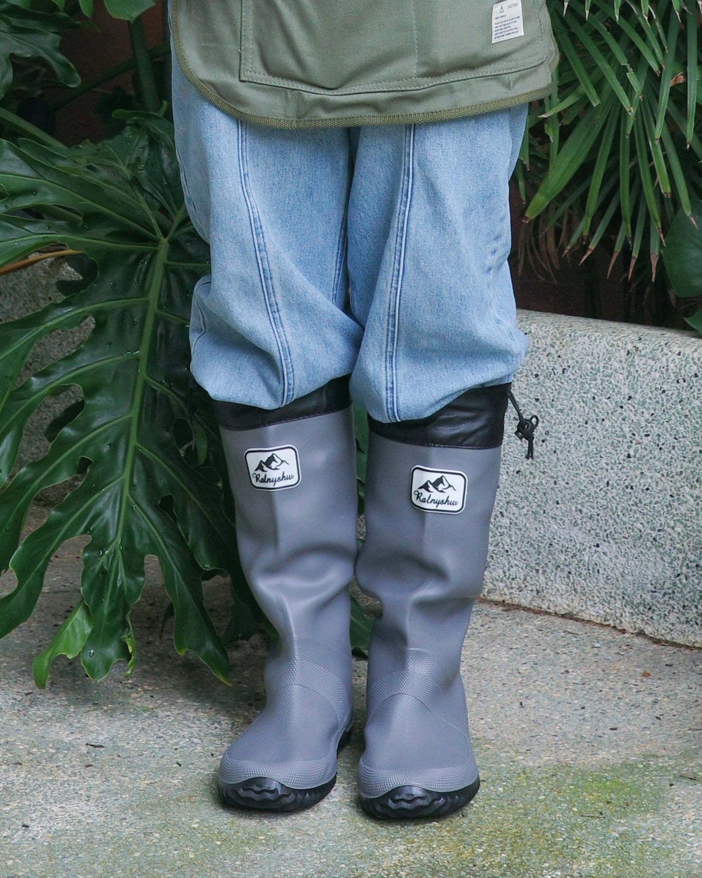 Waterproof Gardening Boots,Tall Waterproof Rain Boot Outdoor Garden Shoes – Grey