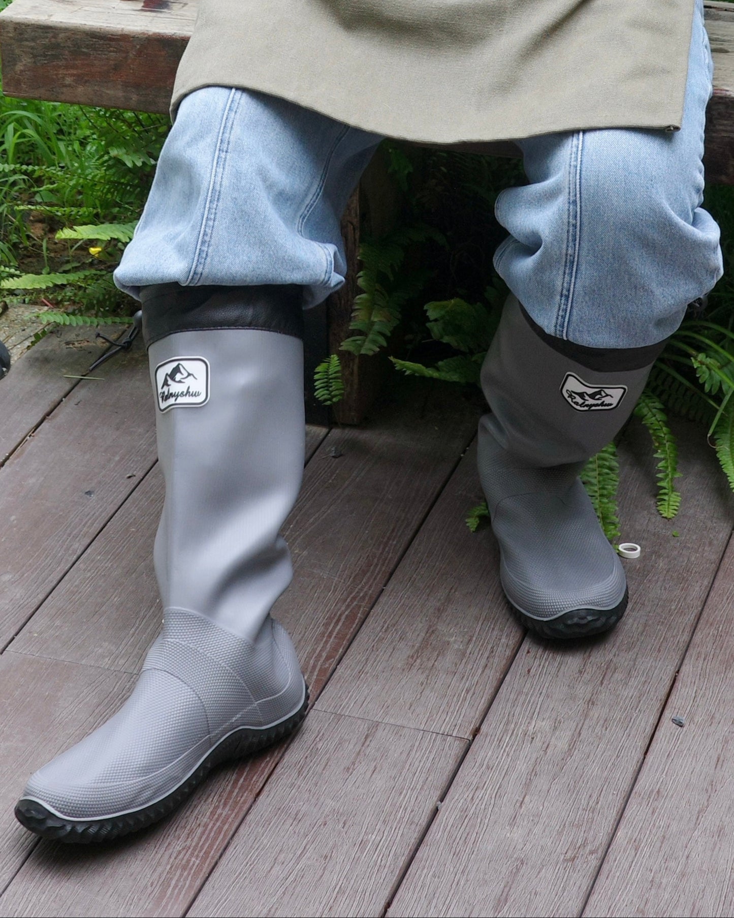 Waterproof Gardening Boots,Tall Waterproof Rain Boot Outdoor Garden Shoes – Grey