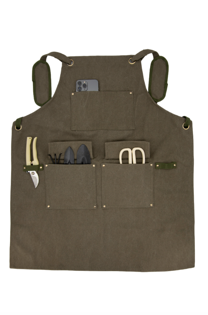 Multi-Pocket Garden Utility Apron - Green