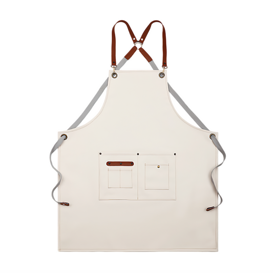 PU Leather Gardening Apron - White