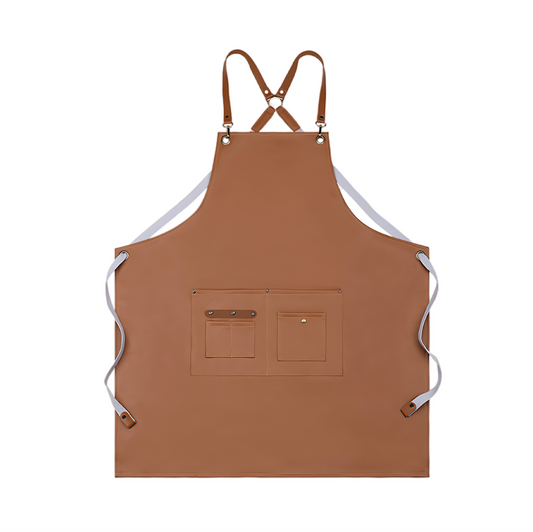 PU Leather Gardening Apron - Brown