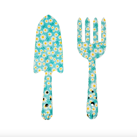 2-Piece Garden Tool Set(Hand Trowel and Hand Fork)  - Daisy pattern
