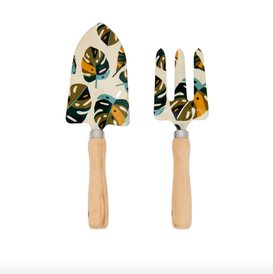 2-Piece Garden Tool Set(Hand Trowel and Hand Fork) - Leaf pattern