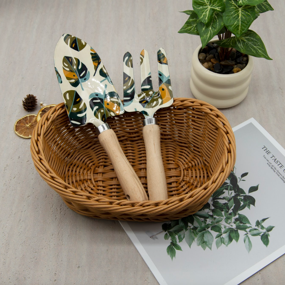 2-Piece Garden Tool Set(Hand Trowel and Hand Fork) - Leaf pattern