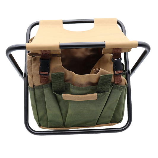 Gardener Folding Seat with Tools, Garden Stool with Detachable Storage Tote Bag