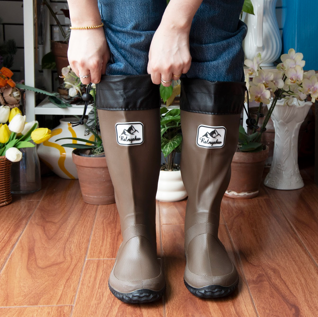Waterproof Gardening Boots,Tall Waterproof Rain Boot Outdoor Garden Shoes – Brown