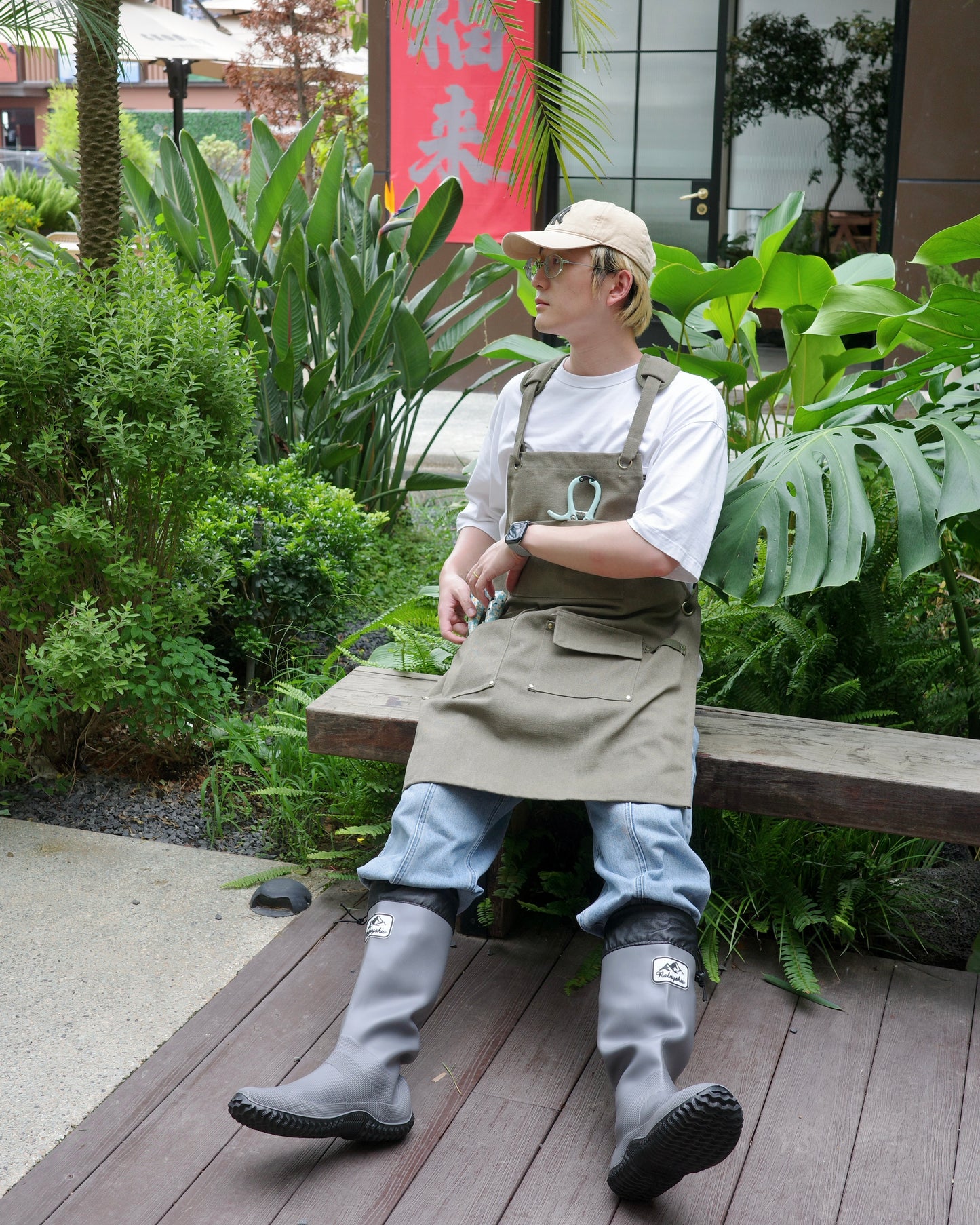 Multi-Pocket Garden Utility Apron - Green