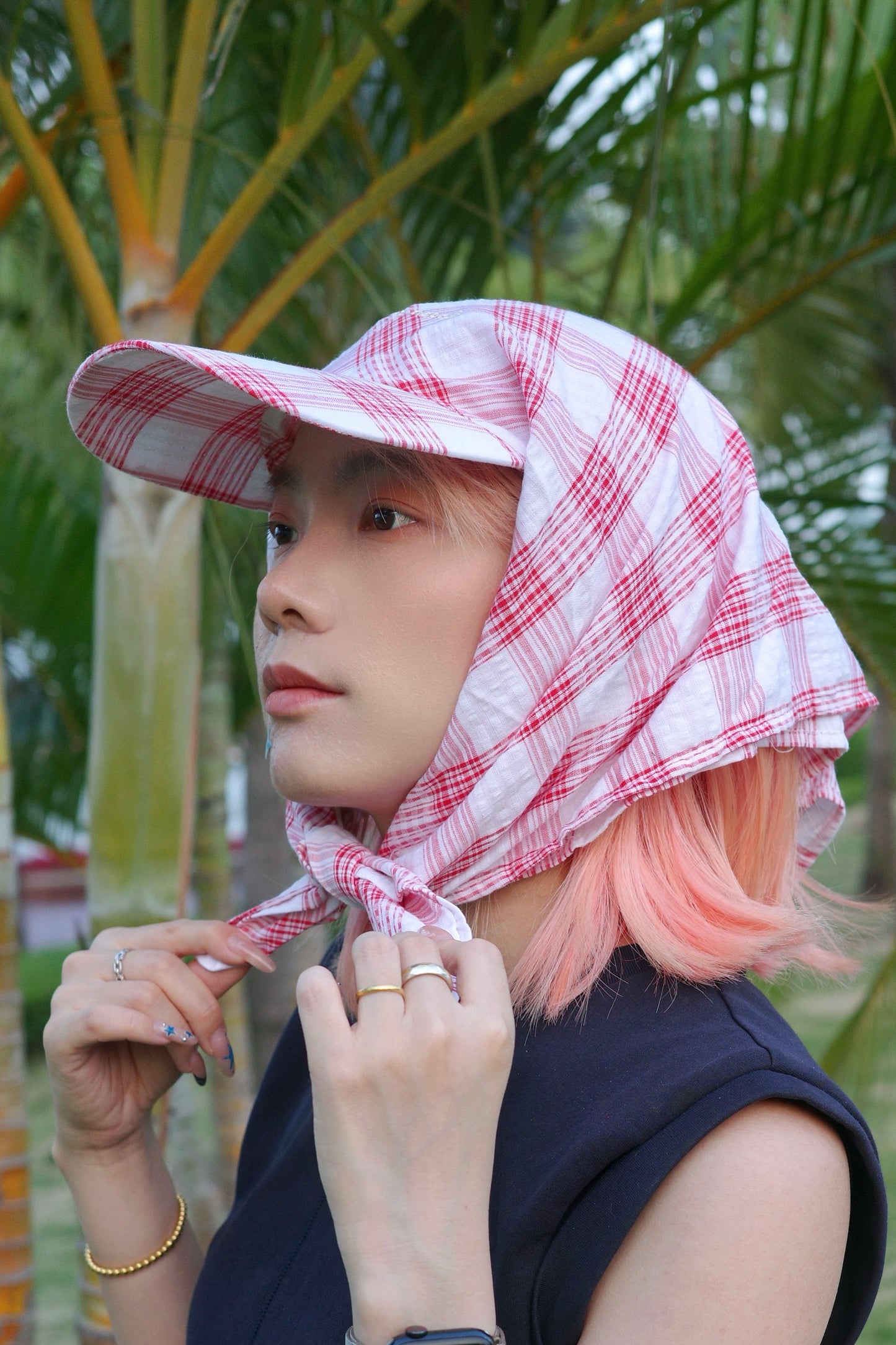 Wide Brim Garden Hat ( Cotton Candy Plaid )