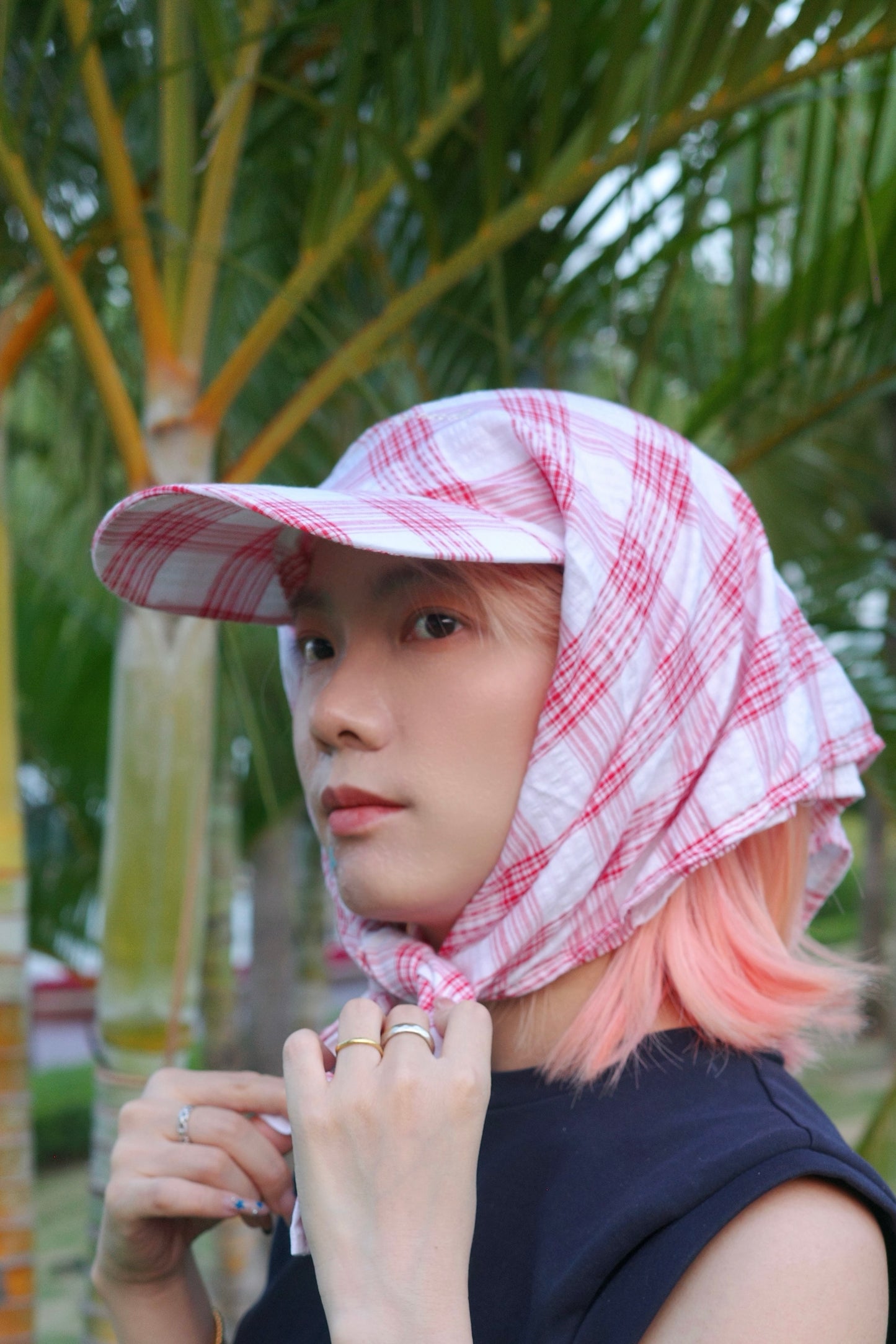 Wide Brim Garden Hat ( Cotton Candy Plaid )