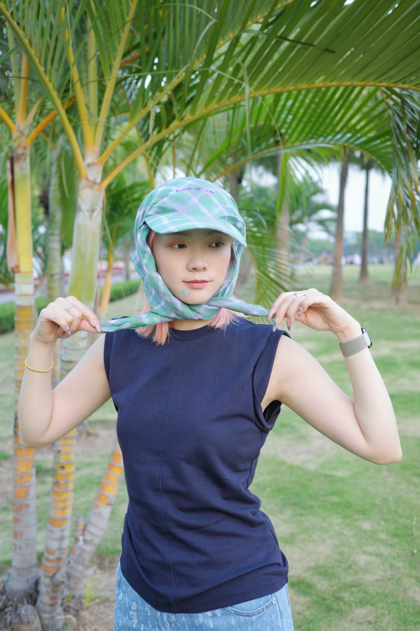 Wide Brim Garden Hat ( Spring Meadow Plaid )
