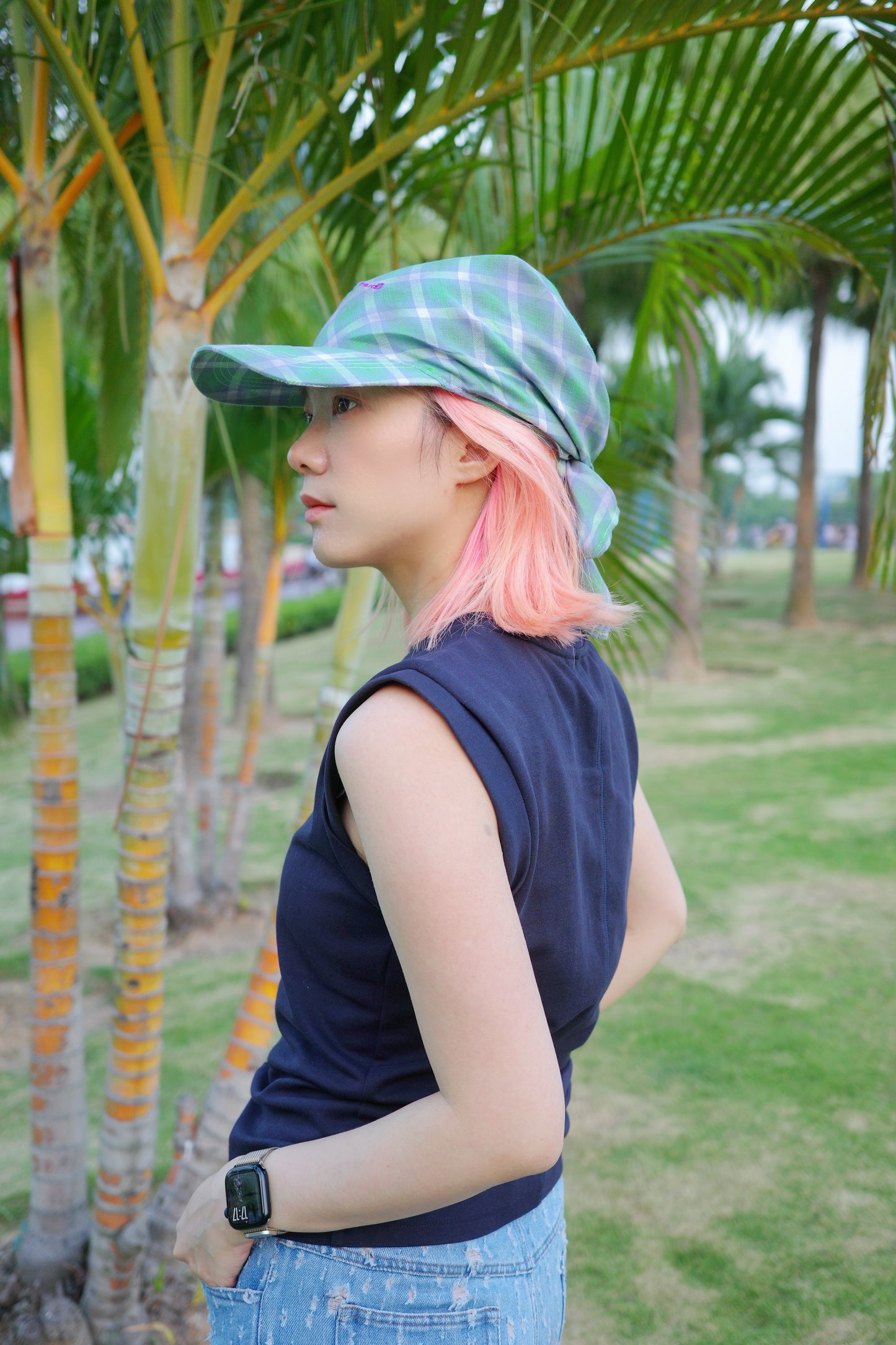 Wide Brim Garden Hat ( Spring Meadow Plaid )