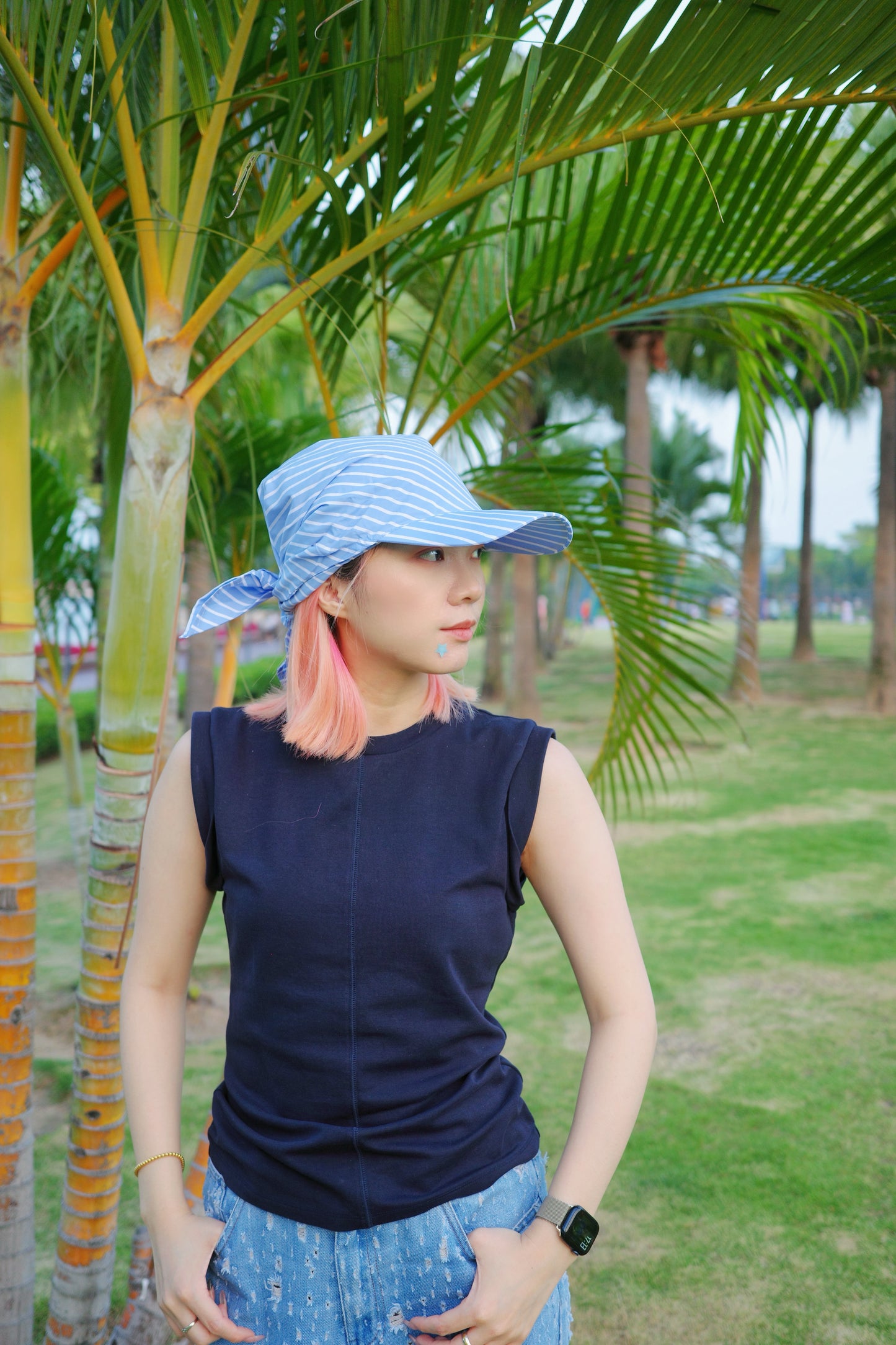 Wide Brim Garden Hat ( Ocean Breeze Stripe )